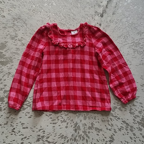 Hanna Andersson Other - Hannah Anderson Buffalo Plaid Ruffled Shirt 140